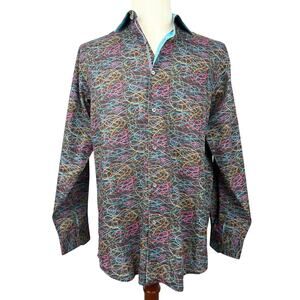 Bugatchi Uomo Abstract Print Button Down Shirt Large Multicolor Statement